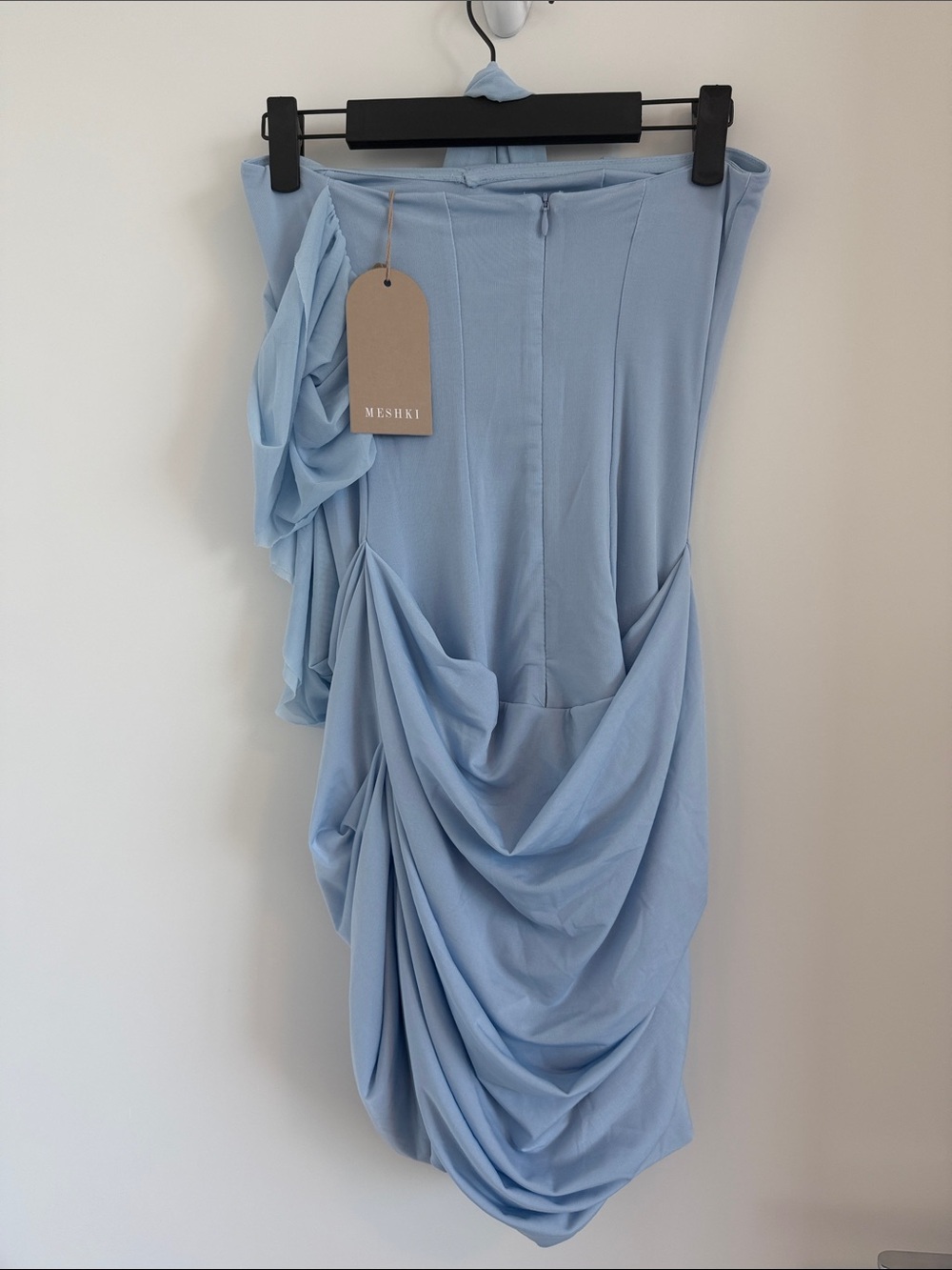 Meshki Light Blue Ruched Mini Dress - Picture 10 of 12